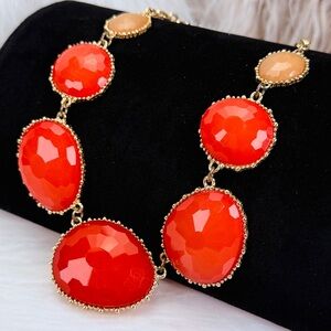 Beautiful, vibrant, red statement, costume holiday necklace
